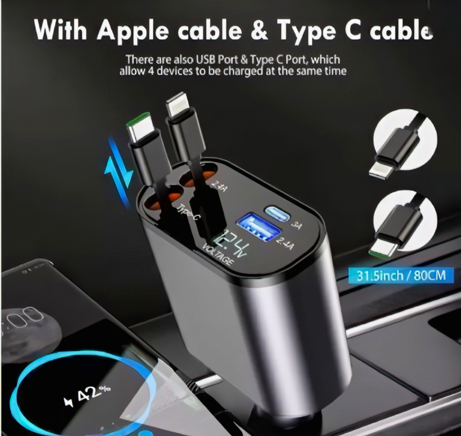 CAR CHARGER AND USB-C Audio connector