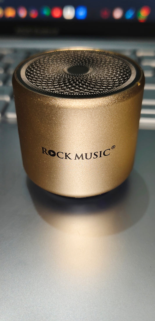 ROCK MUSIC (PORTABLE BLUETOOTH MINI SPEAKER) Dynamic Metal Sound with High Bass 5 W Bluetooth Speaker  (Gold, Stereo Channel)